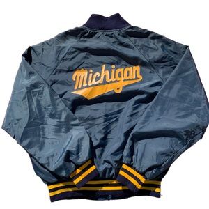Sir James Vintage University of Michigan Bomber Jacket Blue Yellow Sz XL